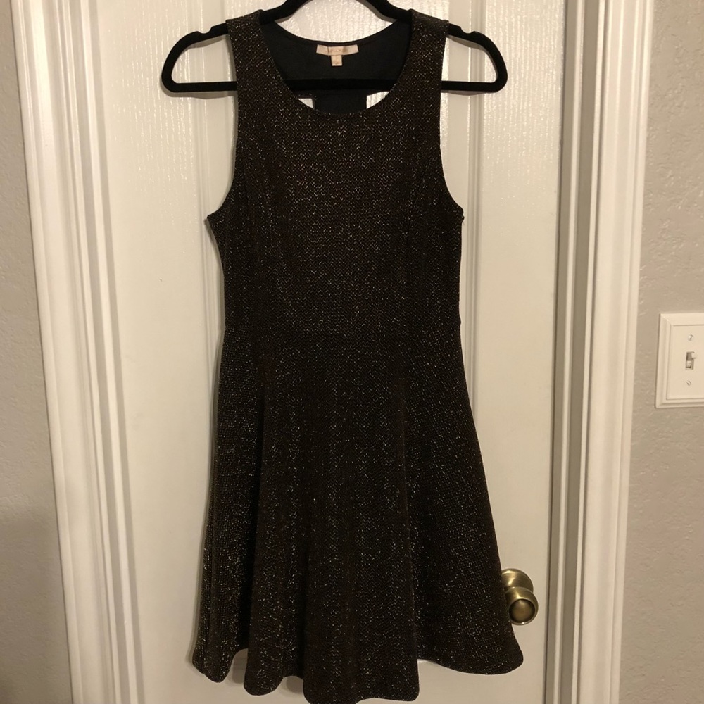Black & Gold Glitter Women Short Dress Sz XS